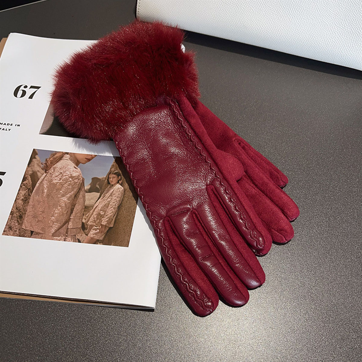 Leather Driving Glove - Women's Winter Luxury PU Leather Gloves