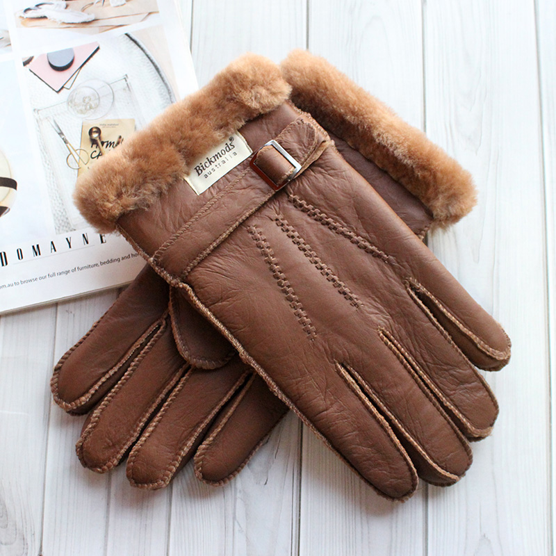 Sheepskin Fur Gloves Men's Thi - Leather Driving Glove 评论和价格