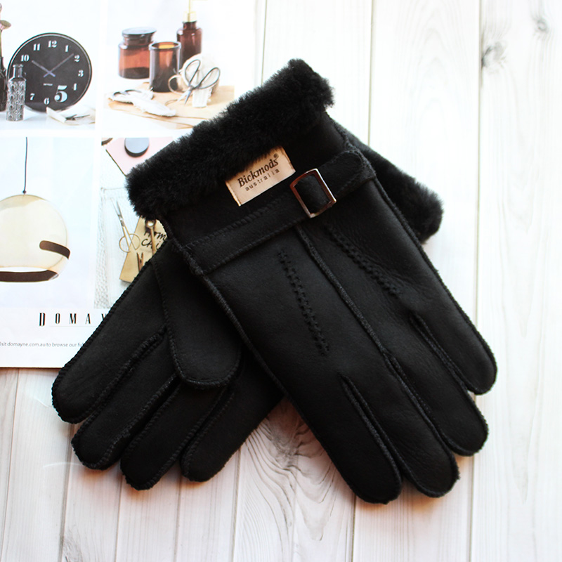 Sheepskin Fur Gloves Men's Thi - Leather Driving Glove 评论和价格
