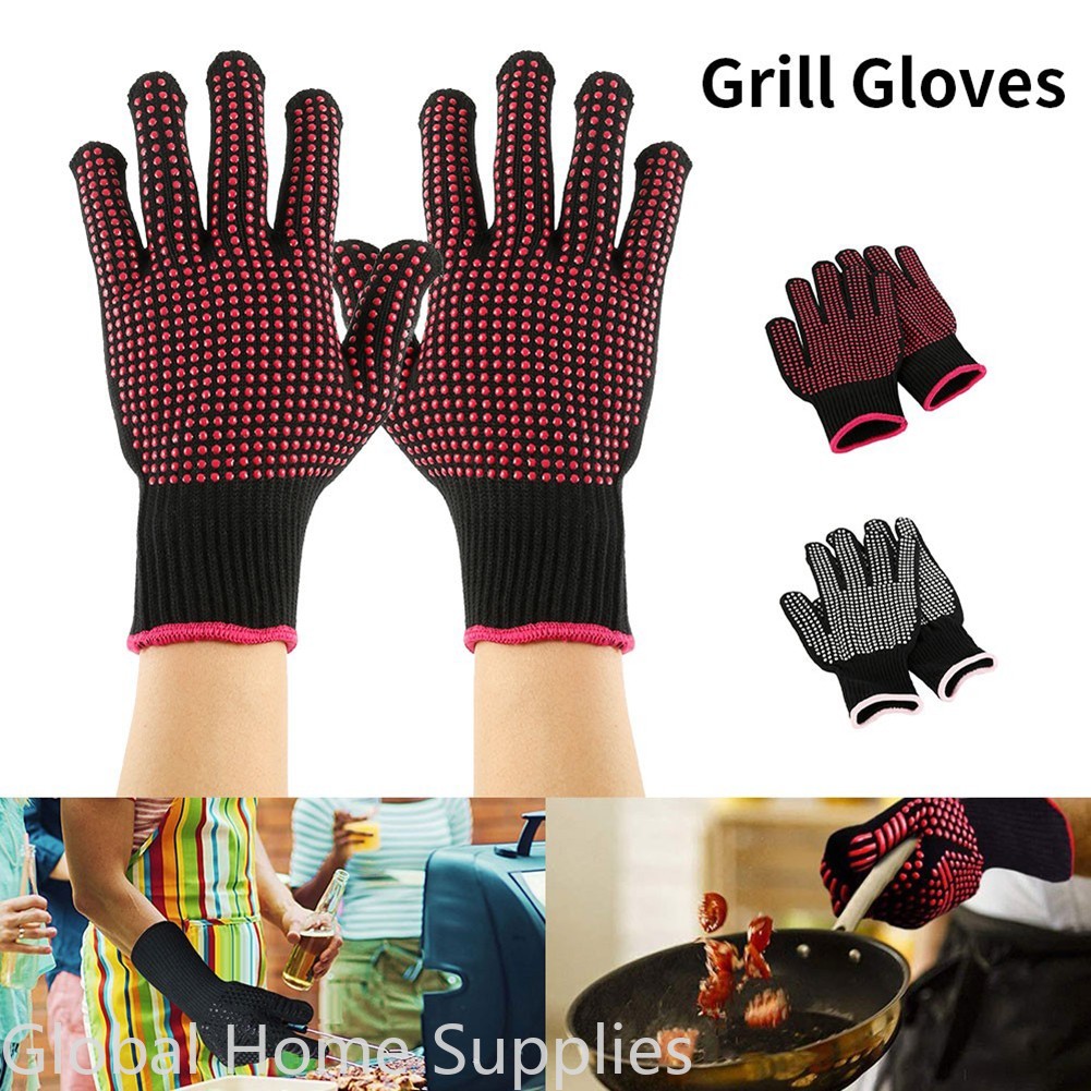 Barbecue Anti-scald Gloves Mic - Oven Mitt Silicone 评论和价格