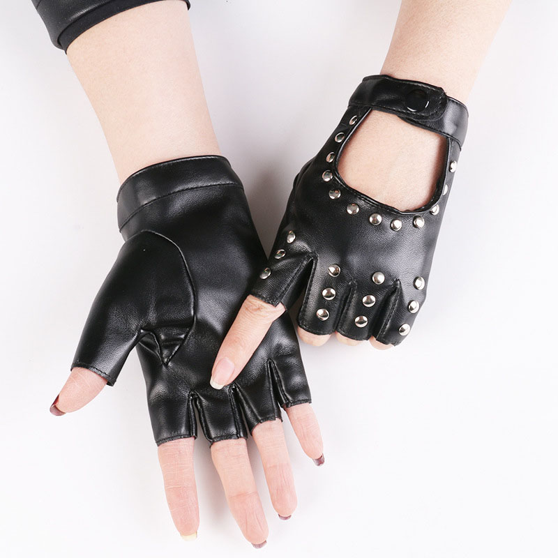 1Pair Gothic Style Punk Short  - Leather Driving Glove 评论和价格
