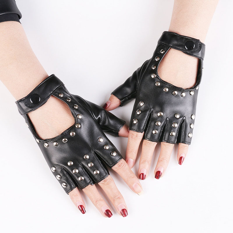 1Pair Gothic Style Punk Short  - Leather Driving Glove 评论和价格
